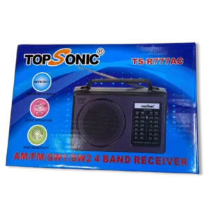 Radio Portátil TopSonic TS-R777AC – Conéctate al Mundo con 4 Bandas de Recepción